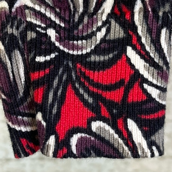 LOFT Burgundy Red Floral Ribbed Knit Sweater Cardigan Sz S Button Career Church - Picture 8 of 14